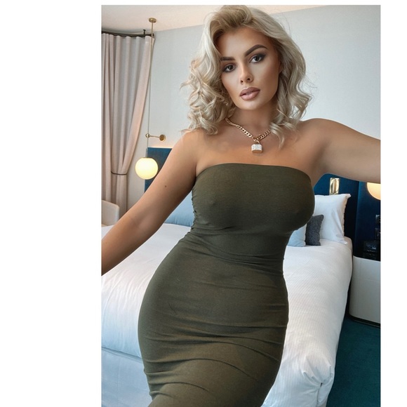 Fashion Nova Dresses & Skirts - Tube top olive dress size small
